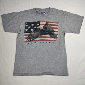 Vintage All Sport Events Old Glory Eagle American Flag T-Shirt Single Stitch Med